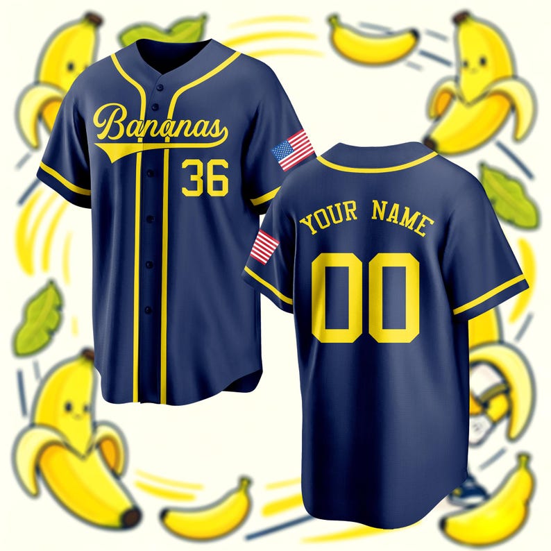 Custom Bananas Jersey, Personalized Name Number Banana Shirt, Yellow Team Uniform Gift for Savannah Bananas Fans Kids Boys Girls image 4