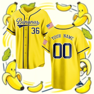 Custom Bananas Jersey, Personalized Name Number Banana Shirt, Yellow Team Uniform Gift for Savannah Bananas Fans Kids Boys Girls image 8