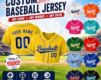 Customizable Women's Crop Baseball Jersey: Personalized Cheerleading Uniform