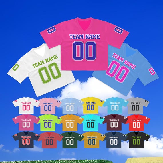 Custom Cropped Football Jersey Personalized Cheerleading Uniform Stitched Team Name Number Cheer Top Short Sleeves for Women Girls