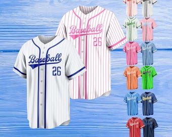 Custom Stripe Baseball Jersey: Personalized Team Name, Classic Sports Style
