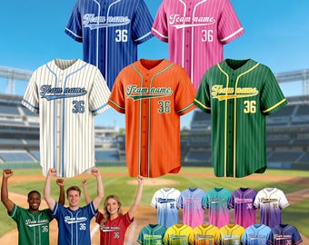 Custom Pinstripe Baseball Jersey Personalized Stitched Baseball Shirt Hip Hop Uniform for Men Women Kids Fans