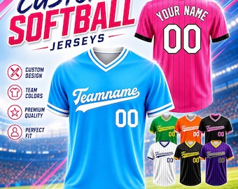 Custom Softball Jersey, Personalized Name & Number Softball Shirt, Custom Team Jersey, Game Day Outfit, Softball Player Gift, Team Uniform