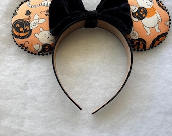 Winnie de Poeh Halloween-print muizenoren hoofdband handgemaakte Disney Pooh-personages