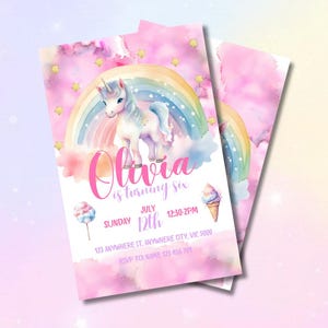 Rainbow Unicorn Digital Birthday Invitation