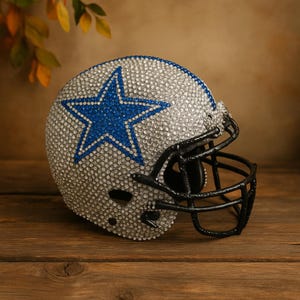 Dallas Cowboys Rhinestone Helmet – Luxury NFL Fan Art Collectible