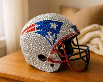 Casco de los New England Patriots: Cristal coleccionable de la NFL rojo y azul