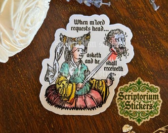 Funny Feminist Medieval Sticker | Meme Sticker, Unique Gift, Middle Ages Sticker, Medieval Art Sticker, Feminist Sticker