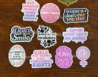 10pc Women's Rights Mini Sticker Pack | Anti Trump Stickers, Journaling Stickers, Equality Stickers, Human Rights Stickers, Feminist Sticker