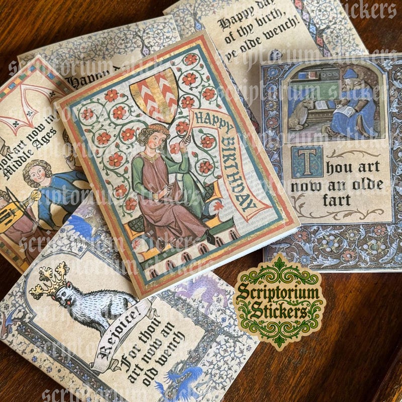 Medieval Cats Birthday Card - Etsy