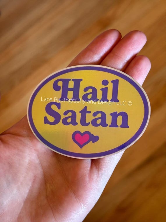 Hail Satan Sticker | Funny Sticker, 90s Nostalgia, Unique Gift, Witchy Sticker, Meme Sticker, Dark Humor, Spooky
