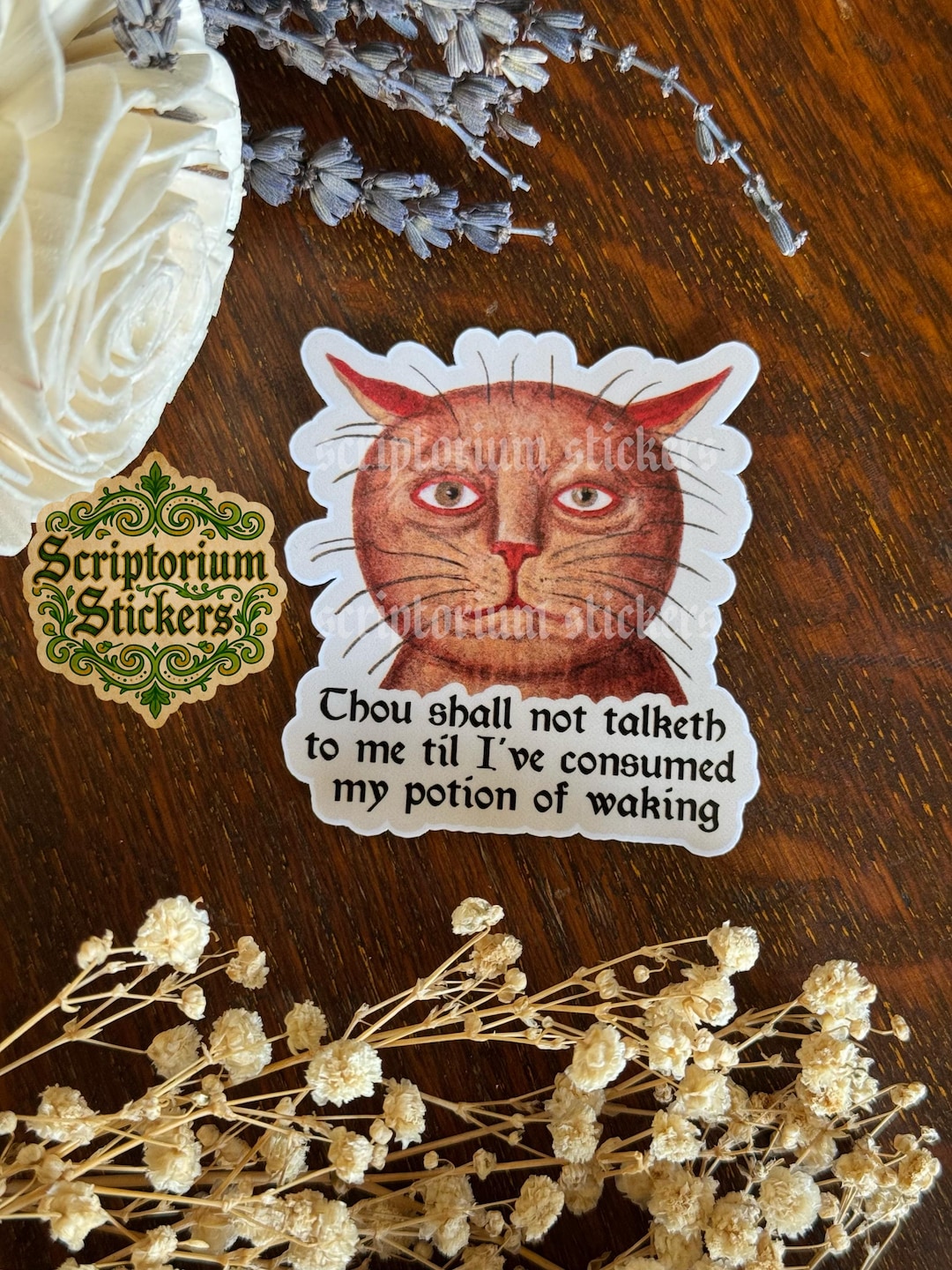 Medieval Cat Sticker | Meme Sticker, Unique Gift, Medieval Art Sticker ...