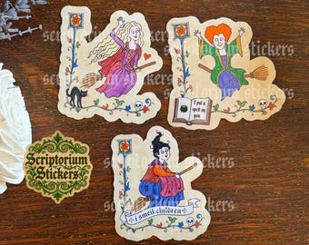 3pc Halloween Medieval Sticker Pack | Meme Sticker, Medieval Marginalia Sticker, Weird Medieval Guys, Spooky Stickers, Witch Stickers