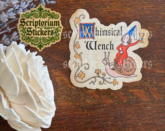 Whimsical Wench Medieval Sticker | Medieval Marginalia, Weird Medieval Stickers, Whimsical Stickers, Wench Sticker