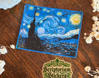 Starry Night Holographic Sticker | Art History Sticker, Fine Art Sticker, Vincent Van Gogh Sticker