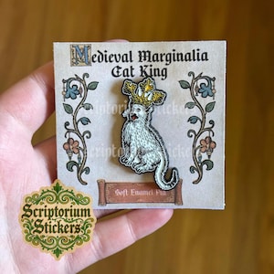 Medieval Cat Soft Enamel Pin | Medieval Marginalia, Medieval Cat King, Weird Medieval Guy, Medieval Pin, Medieval Lapel Pin
