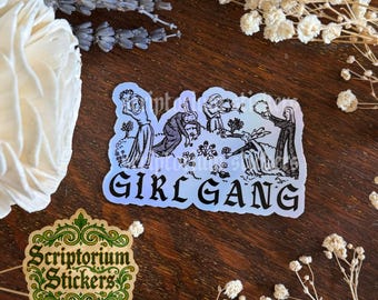Girl Gang Medieval Meme Sticker | Medieval Art Sticker, Feminist Sticker, Holographic Sticker, Medievalcore Sticker