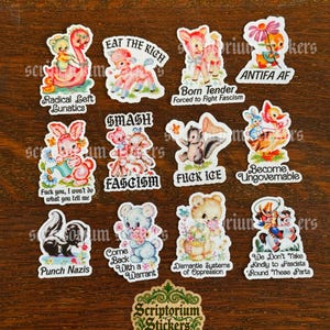 12pc Anti Fascism Cute Mini Sticker Pack | Kitsch Stickers, Journaling Stickers, Anti Fascism Stickers, Abolish ICE Sticker