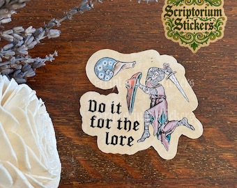 Do It For The Lore Medieval Sticker | Medieval Art Sticker, Weird Medieval Art, Funny Sticker, Medieval Marginalia, Medievalcore, Knightcore