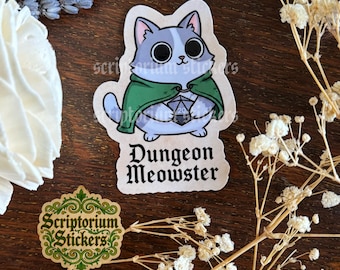 DnD Cat Meme Sticker | Dungeon Meowster, Medievalcore Sticker, TTRPG Sticker, DnD Sticker, Cat Sticker, DnD Dice Sticker