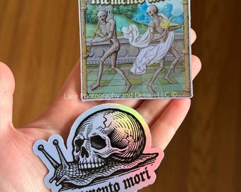 Memento Mori Medieval Stickers | Medieval Art Sticker, Medieval Woodcut, Medievalcore, Dark Humor Sticker, Medieval Snail