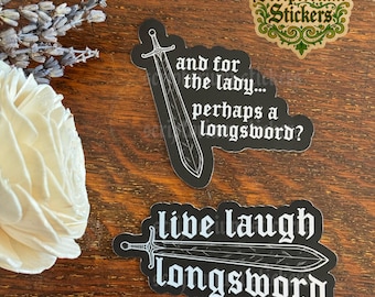 Longsword Medieval Stickers | Medieval Art Sticker, Feminist Sticker, Medieval Woodcut Sticker, Medievalcore Sticker, Knightcore Sticker