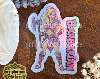 Barbarian Girly Sticker | Barb Sticker, Medievalcore Sticker, TTRPG Sticker, DnD Sticker