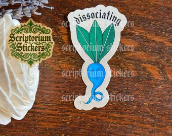 Dissociating Medieval Sticker | Medieval Plant, Medieval Marginalia Sticker, Sarcastic Medieval Sticker, Weird Medieval Beast