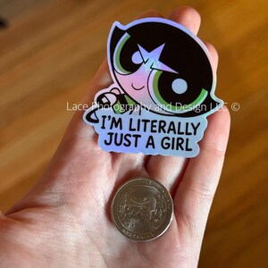 I'm Literally Just a Girl 90s & Millennial Nostalgia Stickers | 90s Cartoon Stickers, 00's Cartoon Stickers, Millennial Stickers, Feminist Buttercup