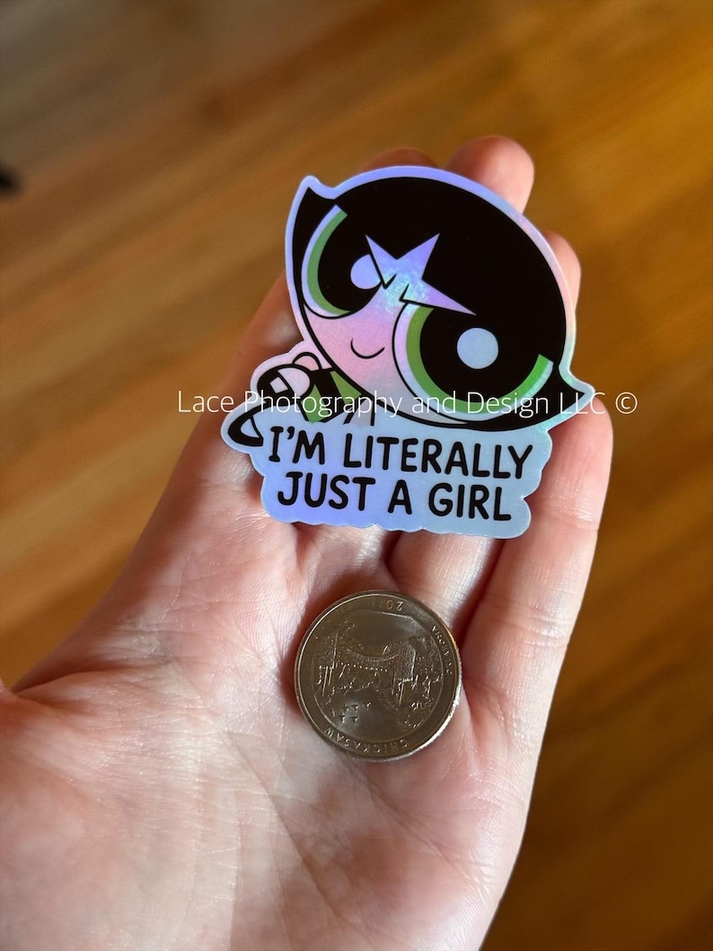 I'm Literally Just a Girl 90s & Millennial Nostalgia Stickers | 90s Cartoon Stickers, 00's Cartoon Stickers, Millennial Stickers, Feminist Buttercup