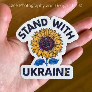 Stand with Ukraine Sunflower Sticker | Anti Trump, Anti Putin, Antiwar, Solidarity, Ukriane Flag, Peace for Ukraine