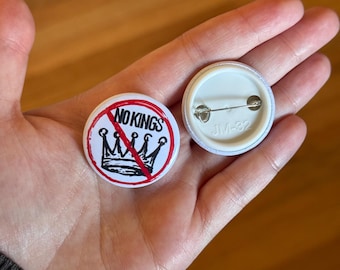 No Kings Button Pin | Anti Trump, Anti Fascism, Protest Sticker, Anti Bigotry, Political Statement, Resist, 8647, FDT, Trump is a Chicken