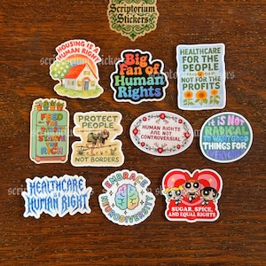 10pc Human Rights Mini Sticker Pack | Anti Trump Stickers, Journaling Stickers, Equality Stickers, Anti Fascism Stickers, Feminist Stickers