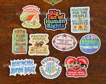10pc Human Rights Mini Sticker Pack | Anti Trump Stickers, Journaling Stickers, Equality Stickers, Anti Fascism Stickers, Feminist Stickers