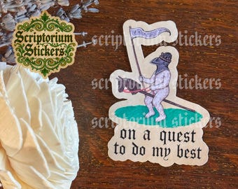 On A Quest To Do My Best Medieval Sticker | Medieval Marginalia, Weird Medieval Stickers, Whimsical Stickers, Medieval Knight