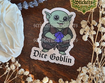 Dice Goblin Sticker | Medievalcore Sticker, TTRPG Sticker, DnD Sticker, Goblin Sticker