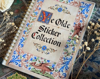 Medieval Sticker Collection Book | A5 Reusable Sticker Book, 50 Pages with Release Paper, Medievalcore, Medieval Marginalia
