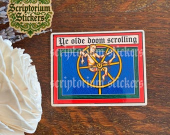 Ye Olde Doom Scrolling Medieval Sticker | Medieval Marginalia Sticker, Sarcastic Medieval Sticker, Weird Medieval Guys, Medieval Torture