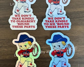 Kewpie Abolish ICE Sticker | Anti Trump Sticker, Anti Fascism Sticker, Anti ICE Sticker, Cowboy, Kawaii, No One is Illegal, Chinga la Migra