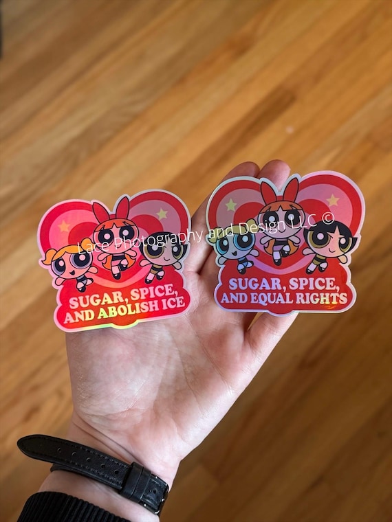 Sugar Spice Abolish ICE Sticker, Sugar Spice Equal Rights Sticker | Anti Trump, 90s Nostalgia, Human Rights, No One Is Illegal, Equality