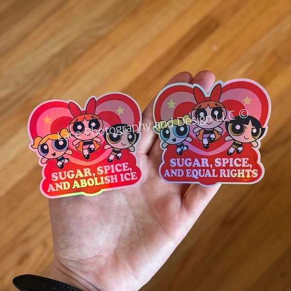 Sugar Spice Abolish ICE Sticker, Sugar Spice Equal Rights Sticker | Anti Trump, 90s Nostalgia, Human Rights, No One Is Illegal, Equality