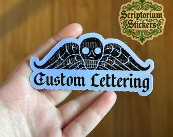 Personalized Headstone Sticker | Customizable Sticker, Personalized Sticker, Memento Mori, Death's Heads, Winged Skulls, Colonial Headstone