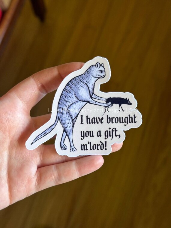 Medieval Cat Sticker | Meme Sticker, Unique Gift, Medieval Art Sticker, Weird Medieval Art, Medieval Humor