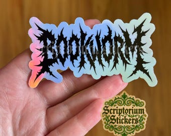 Bookworm Metal Sticker | Laptop Sticker, Water Bottle Sticker, Metalcore Sticker, Bookish Sticker, Metal Font Sticker, Read Banned Books