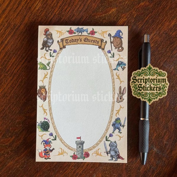 Medieval Notepad | 4"x6" Notepad, Medieval Marginalia, Weird Medieval Guys, Today's Quests, Medieval Stationery, Quest Notepad