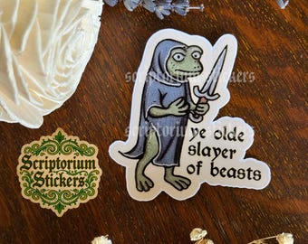 Ye Olde Slayer of Beasts Medieval Humor Sticker | Meme Sticker, Snacks Sticker, Middle Ages Sticker
