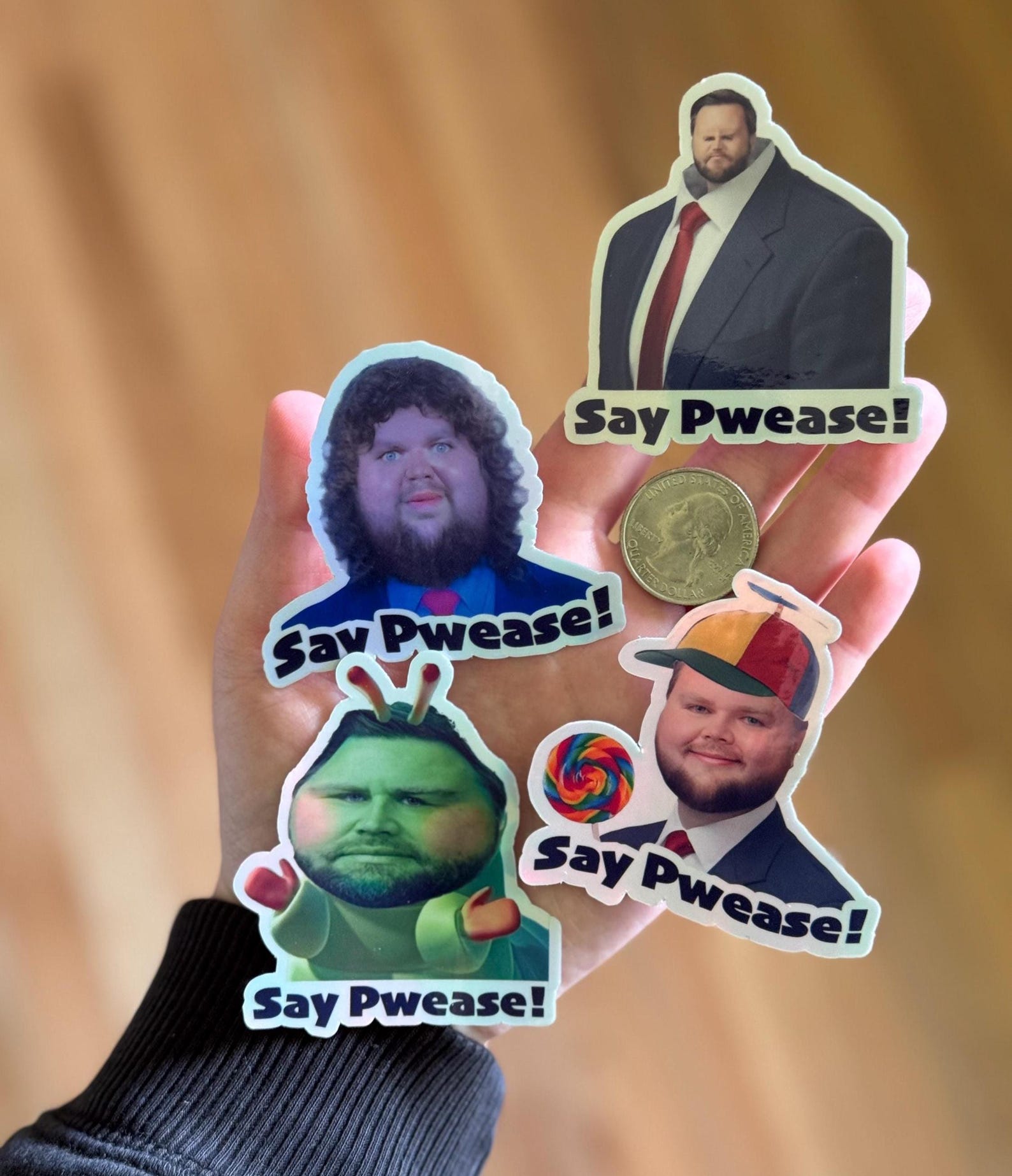 Pwease Sticker 4pc JD Vance Meme Holographic Sticker Pack | Anti Trump, Political ...