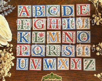 26pc Medieval Letters Sticker Pack | Journaling Stickers, Medievalcore, Medieval Marginalia, Illuminated Manuscript, Drop Cap Stickers