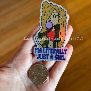 I'm Literally Just a Girl 90s & Millennial Nostalgia Stickers | 90s Cartoon Stickers, 00's Cartoon Stickers, Millennial Stickers, Feminist Debbie