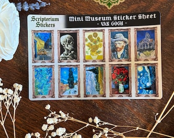 Van Gogh Mini Museum Sticker Sheet | 10pc Mini Stickers, Art History Sticker, Fine Art Sticker, Journaling Sticker